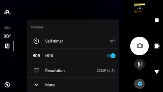 Hit the settings cog when it manual mode to enable HDR