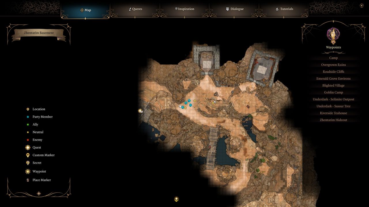 Baldur's Gate 3 Underdark entrances - Zhentarim hideout illusory door location