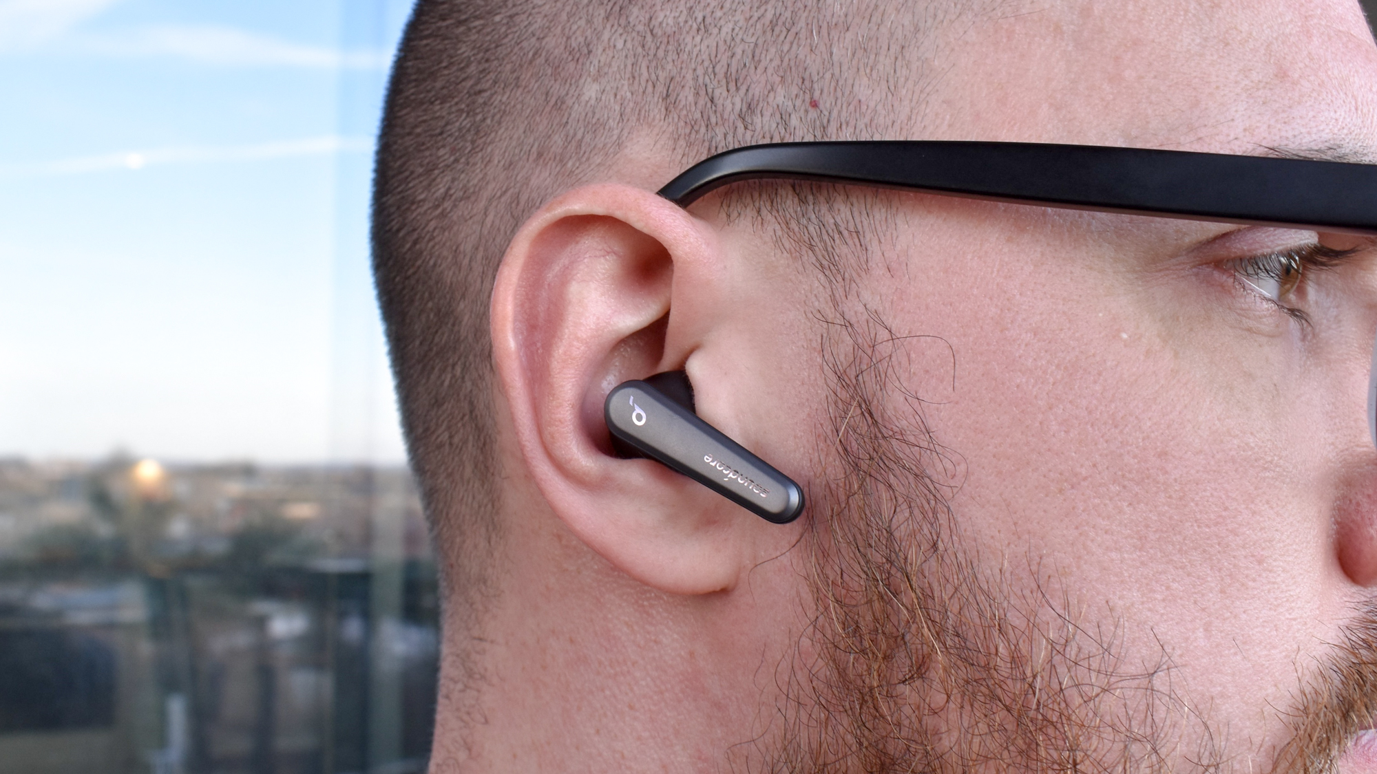 Anker Soundcore Liberty Air 2 Pro being worn by reviewer