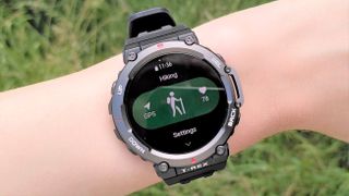 Amazfit T-Rex 2 GPS watch on woman's wrist