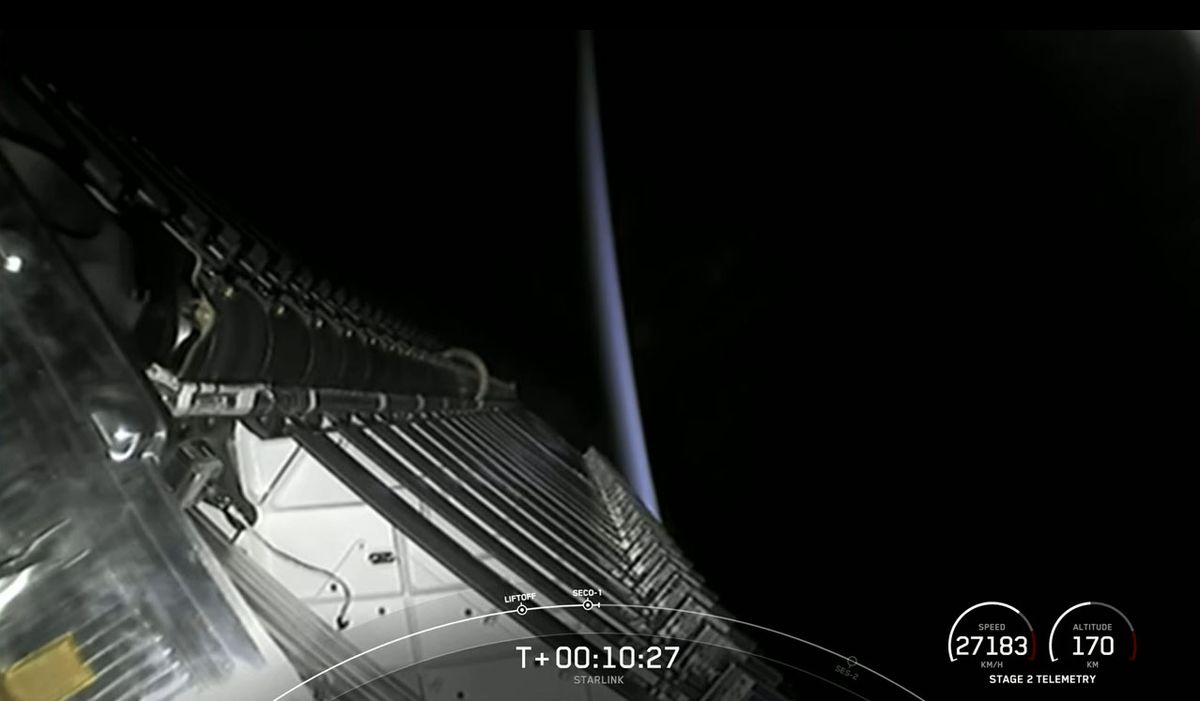 A SpaceX Falcon 9 rocket carrying 6- Starlink internet satellites launches on a record 10th flight from Space Launch Complex 40 at Cape Canaveral Space Force Station in Florida on May 9, 2021.