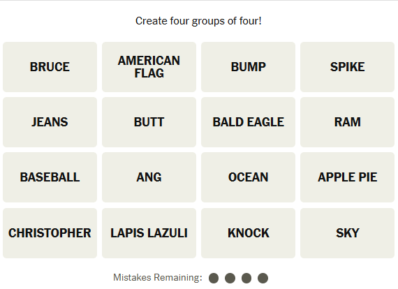 The New York Times Connections puzzle on February 5, 2026