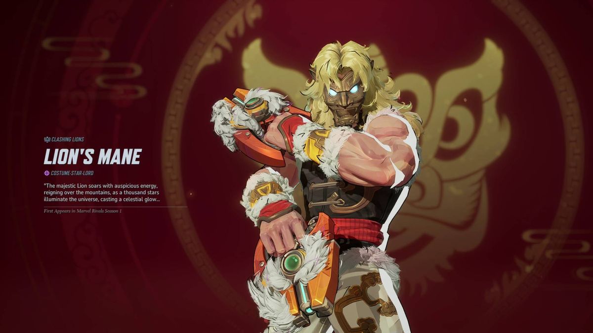 Marvel Rivals Fortune and Colors Star-Lord Lion&#039;s Mane costume earned by spending danqing