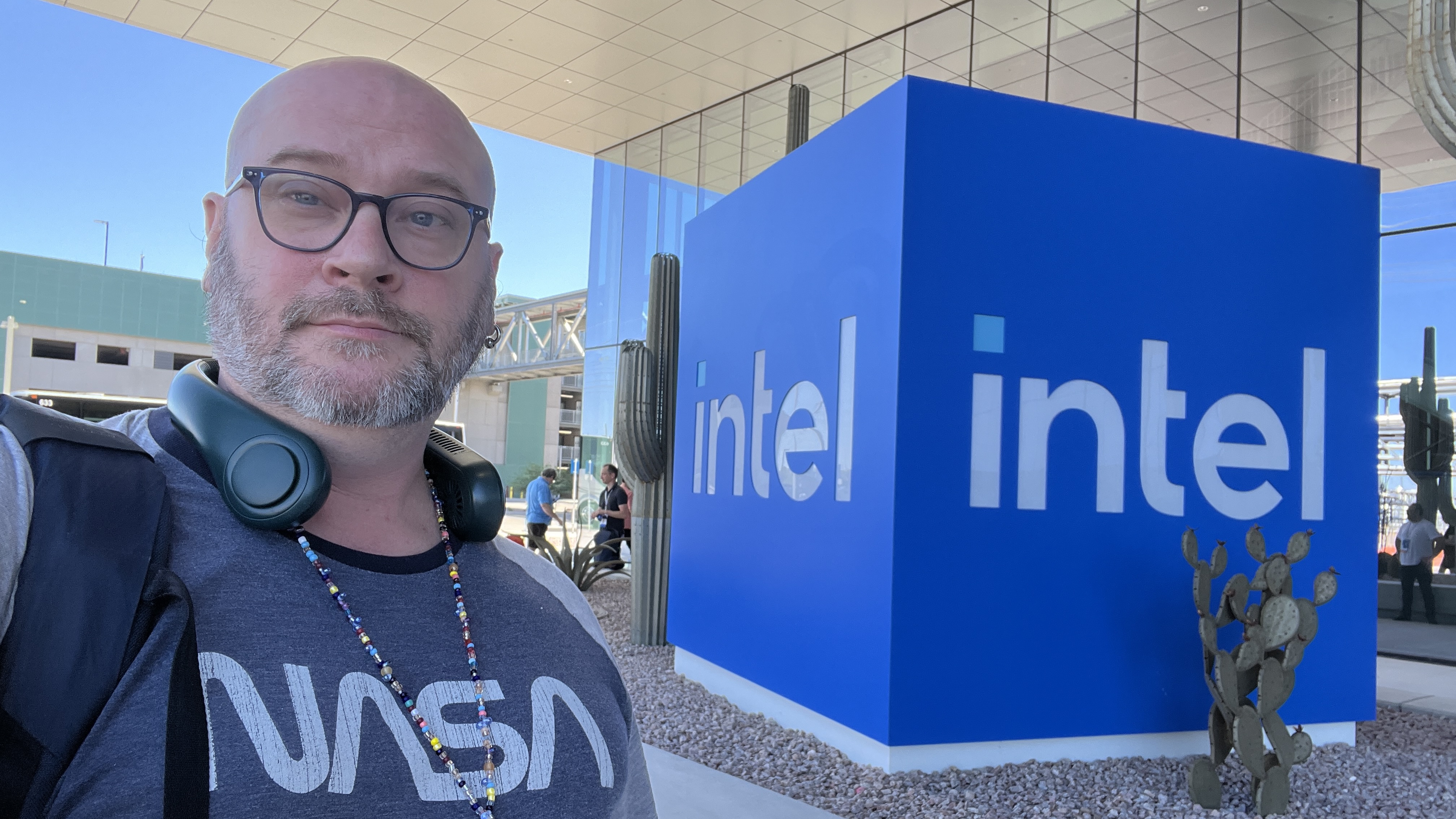 John Loeffler standing outside of Intel&#039;s Arizona fabrication facility