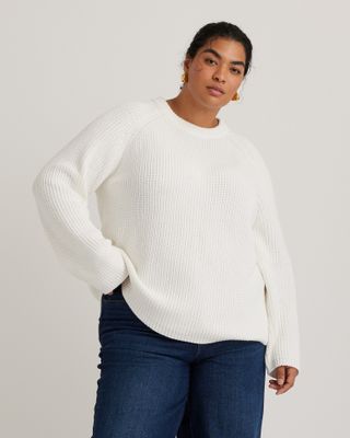 100% Organic Cotton Fisherman Crew Sweater - Plus Size