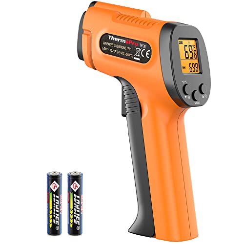 Thermopro Tp30 Infrared Thermometer Gun, Laser Thermometer for Cooking, Pizza Oven, Griddle, Engine, Hvac, Laser Temperature Gun With Adjustable Emissivity &amp;amp; Max Measure -58&amp;deg;f ~1022&amp;deg;f (not for Human)