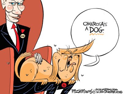 Political cartoon U.S. Trump Putin Omarosa Manigault Newman dog