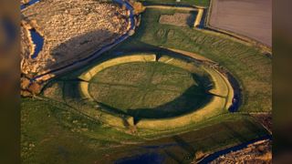 Archaeologists are uncovering the mysteries of a Viking-age fortress at Borgring, on the island of Zealand in eastern Denmark, which is thought to have been built late in the 10th century by the Danish king Harald Bluetooth. Here we see a the remains of a large circular fortresses, or ring fort.