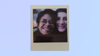 A selfie of two people, taken on a Lomography Lomo’Instant Square Glass camera