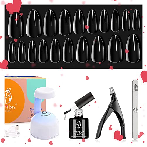Beetles Easy Gel Tips Extension Kit - 2 in 1 Glue Base Coat, Pre-Shaped Medium Almond Nails, Uv Led Lamp, Acrylic Clipper for Diy Manicure : Amazon.co.uk: Beauty