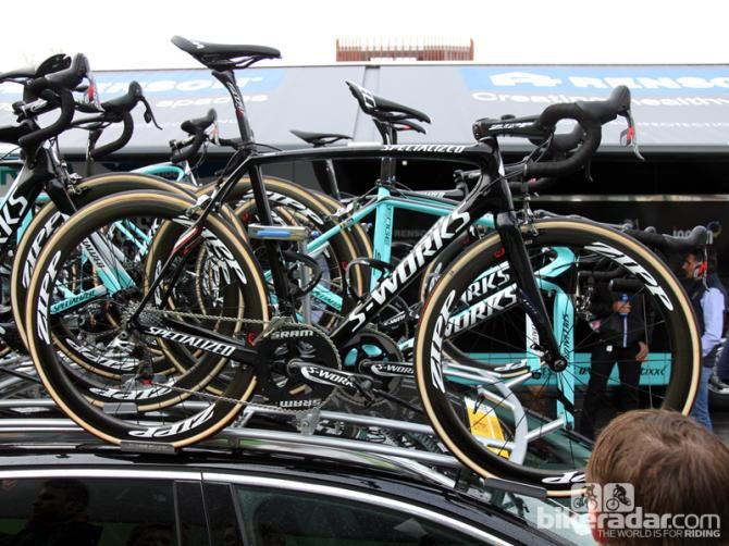 Tom Boonen (Omega Pharma-QuickStep) also had available two Specialized S-Works Roubaix SL4 machines, each with custom long-and-low geometry