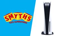 Smyths Toys logo and PS5 console