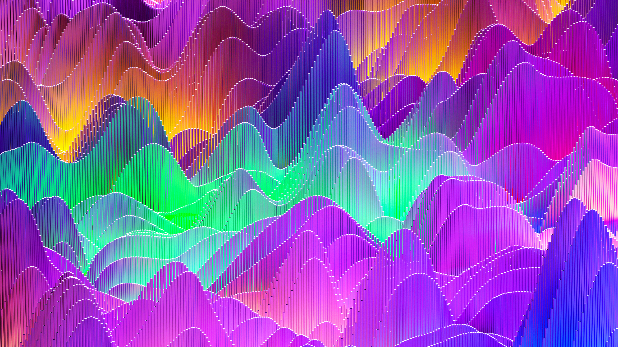 Digital generated image of abstract multicoloured wave pattern.