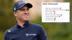 Justin Thomas and an overlay of his 2022/23 goals