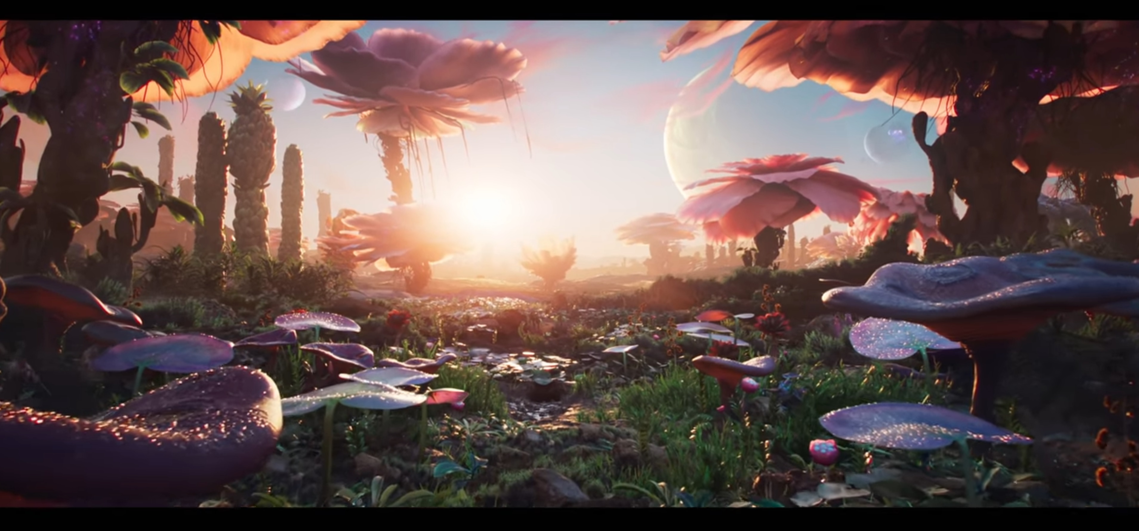 The Outer Worlds 2 - a field of strange plants on an alien world