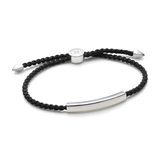 Sterling Silver Linear Men's Friendship Bracelet - Black