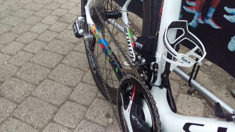 The front and rear derailleurs.