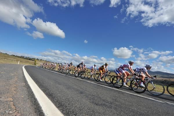 On the descent of the 'three sisters' the elite women need only look left to see almost the whole course that awaits them.