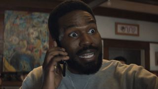 Simon on phone freaking out in Wonder Man Season 1