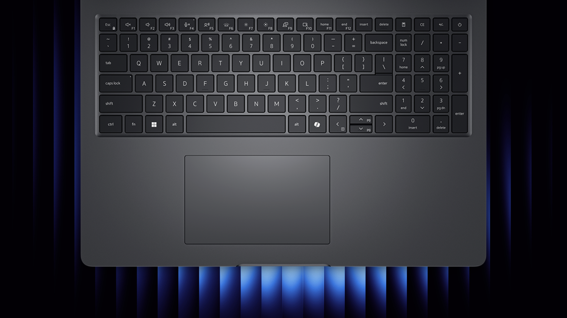 Dell Pro laptop top-down view of keyboard