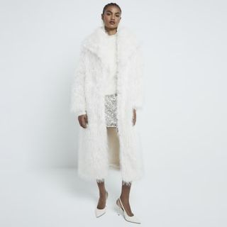 Cream Maxi Shaggy Faux Fur Coat