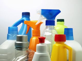 Bottles of cleaning products