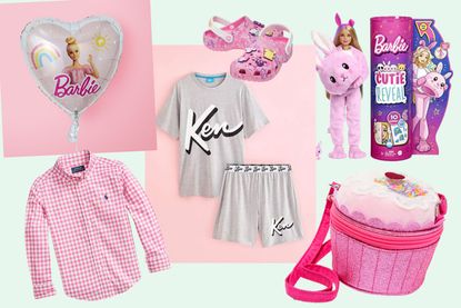 A collage of items featured in our guide to the best Barbiecore buys to celebrate the launch of the new Barbie movie in July 2023