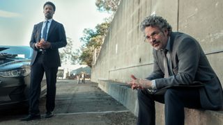 Corey Hawkins and Mark Ruffalo as Tillman and Lou in Crime 101