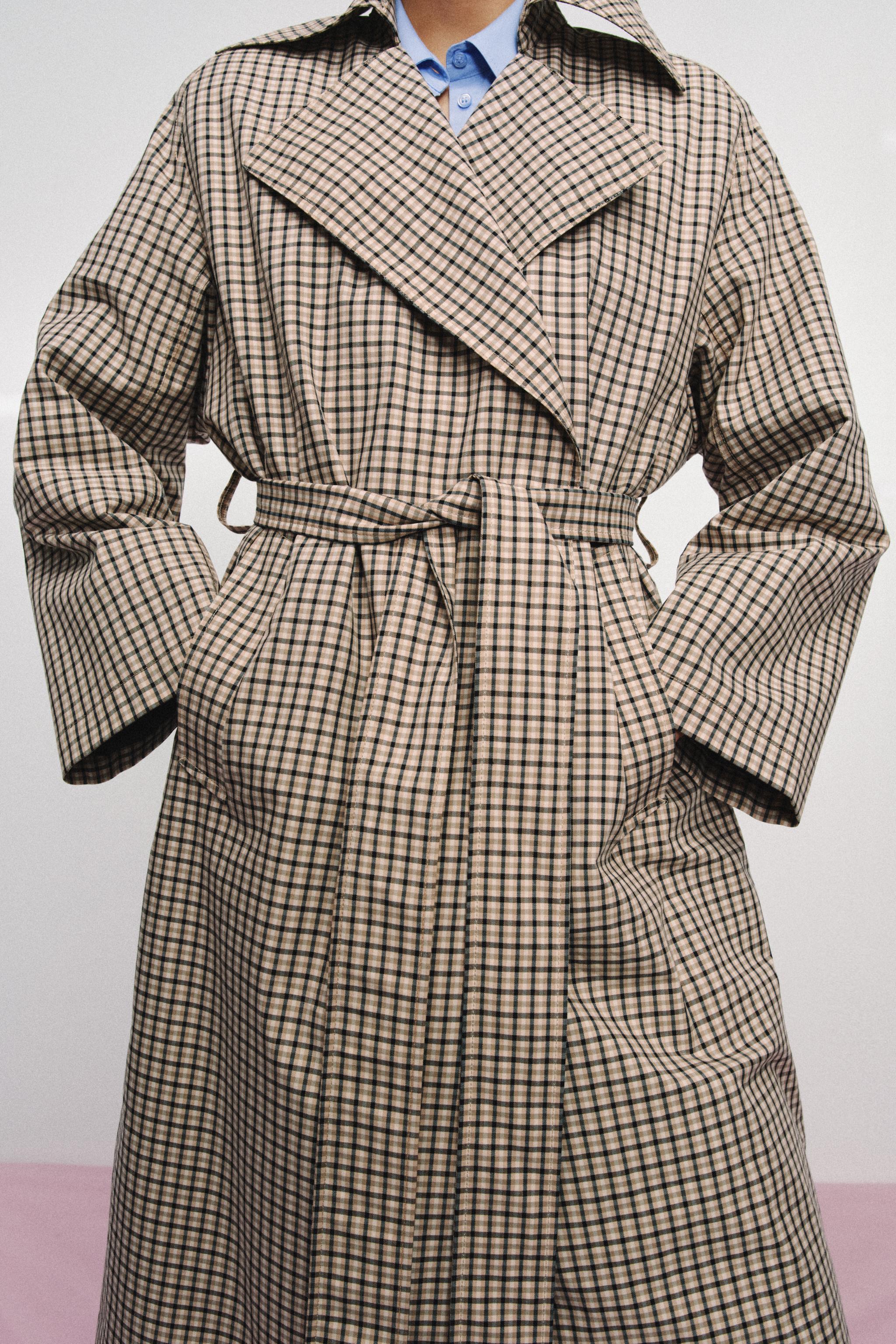 Zw Collection Oversize Check Trench Coat