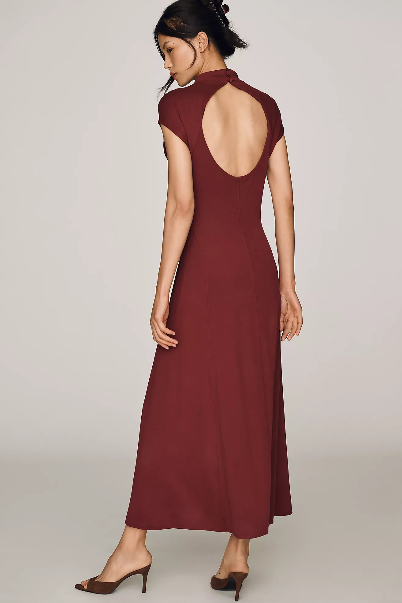 By Anthropologie Mock-Neck Slim Midi Dress