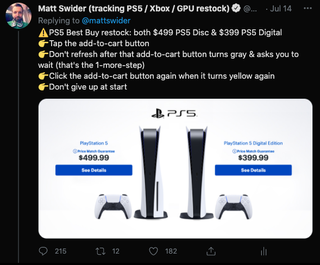 Rastreador de alertas de Twitter de reabastecimiento de PS5 Best Buy