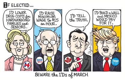 Political cartoon U.S. 2016 Hillary Trump