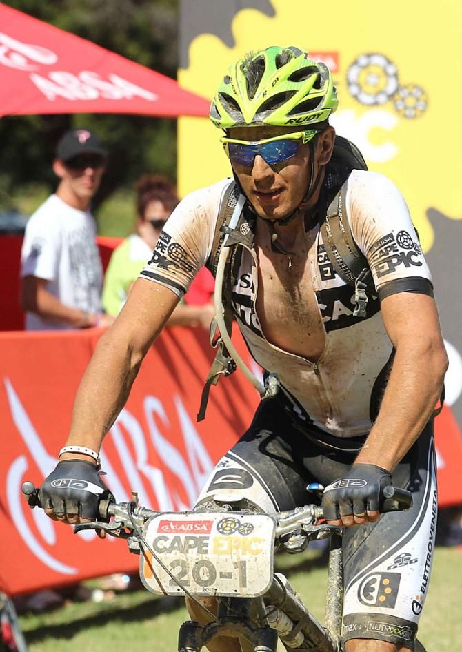 Enrico Franzoi of Elettroveneta-Corratec in the Outcast Jersay finishes in fourth place
