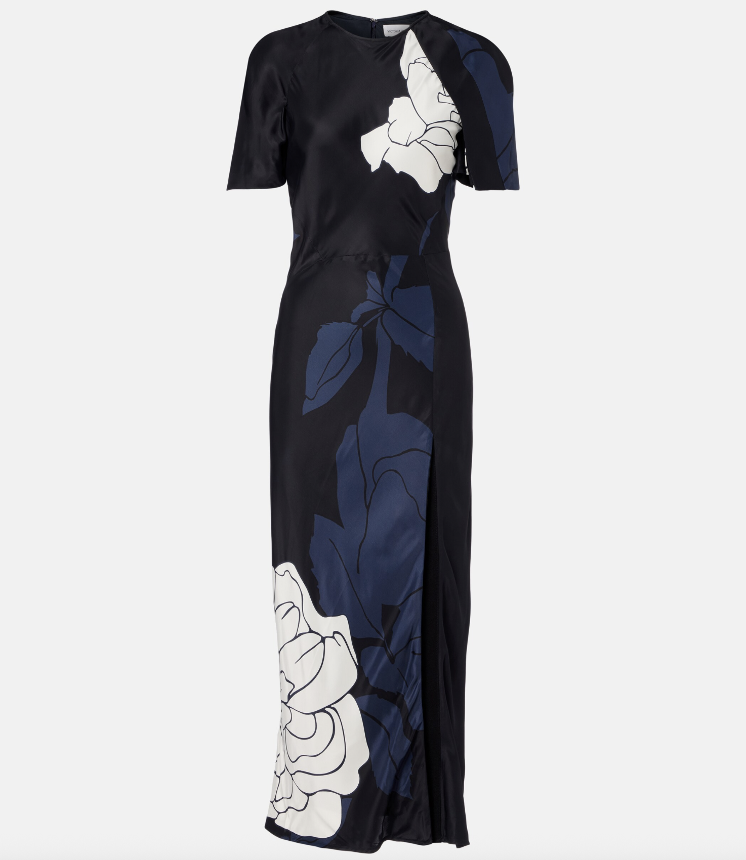 Victoria Beckham, Floral Midi Dress in Blue - Victoria Beckham
