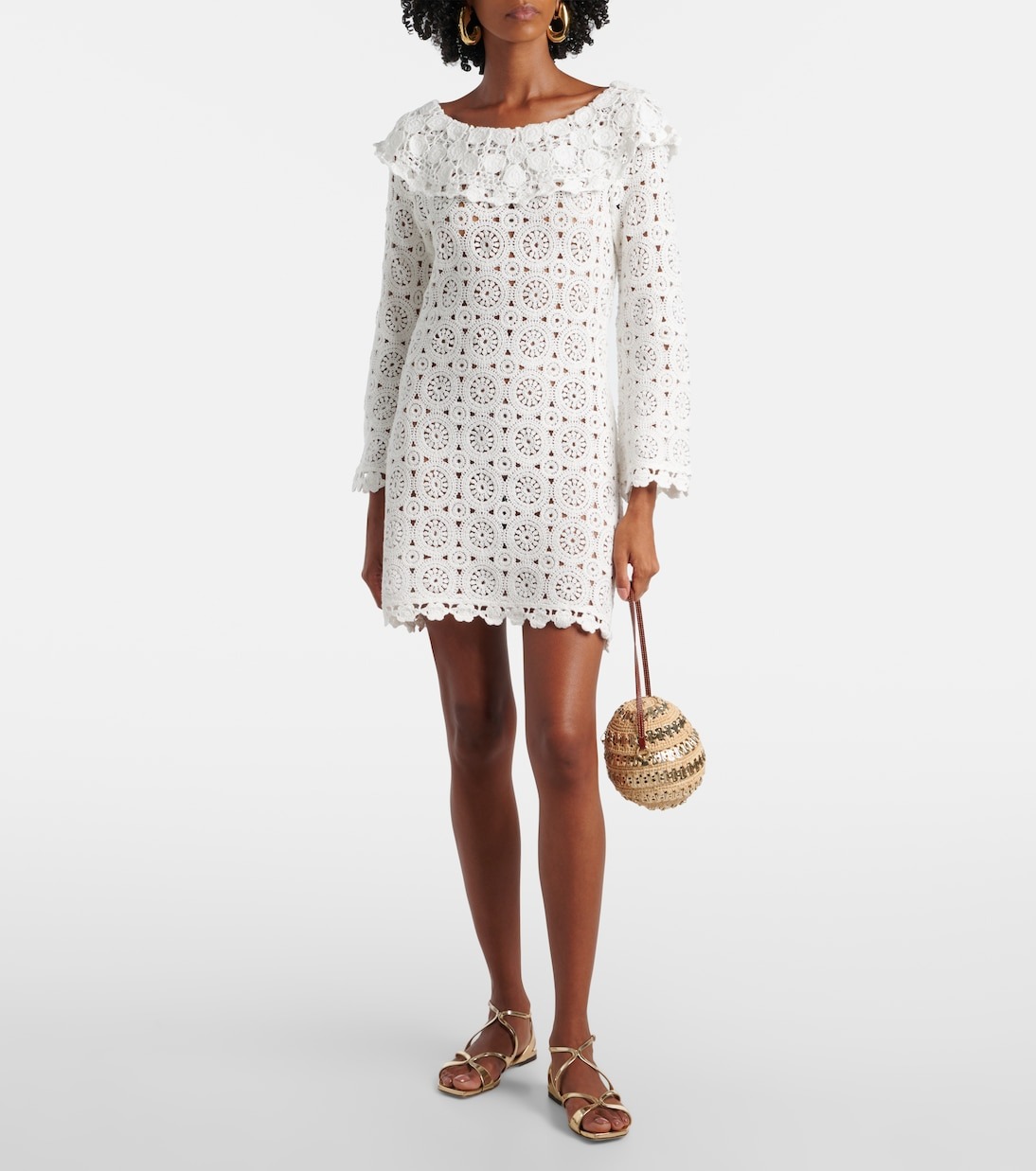 Rixo Envalira Cotton Crochet Minidress