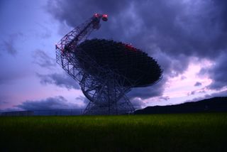 The powerful 330-foot (100m) radio telescope at Green Bank, West Virginia, is used by Breakthrough Initiatives in its SETI efforts.