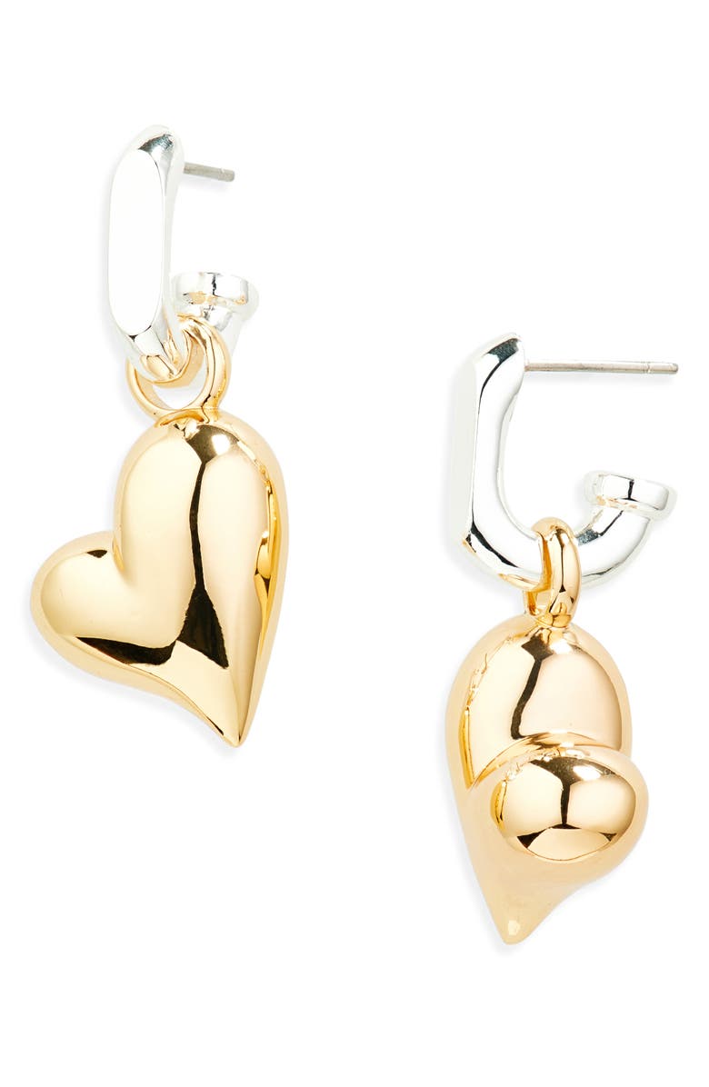 Puffy Heart Drop Huggie Hoop Earrings
