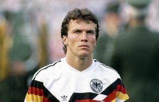 West Germany's Lothar Matthaus looks on ahead of the European Championship game against Italy in 1988.