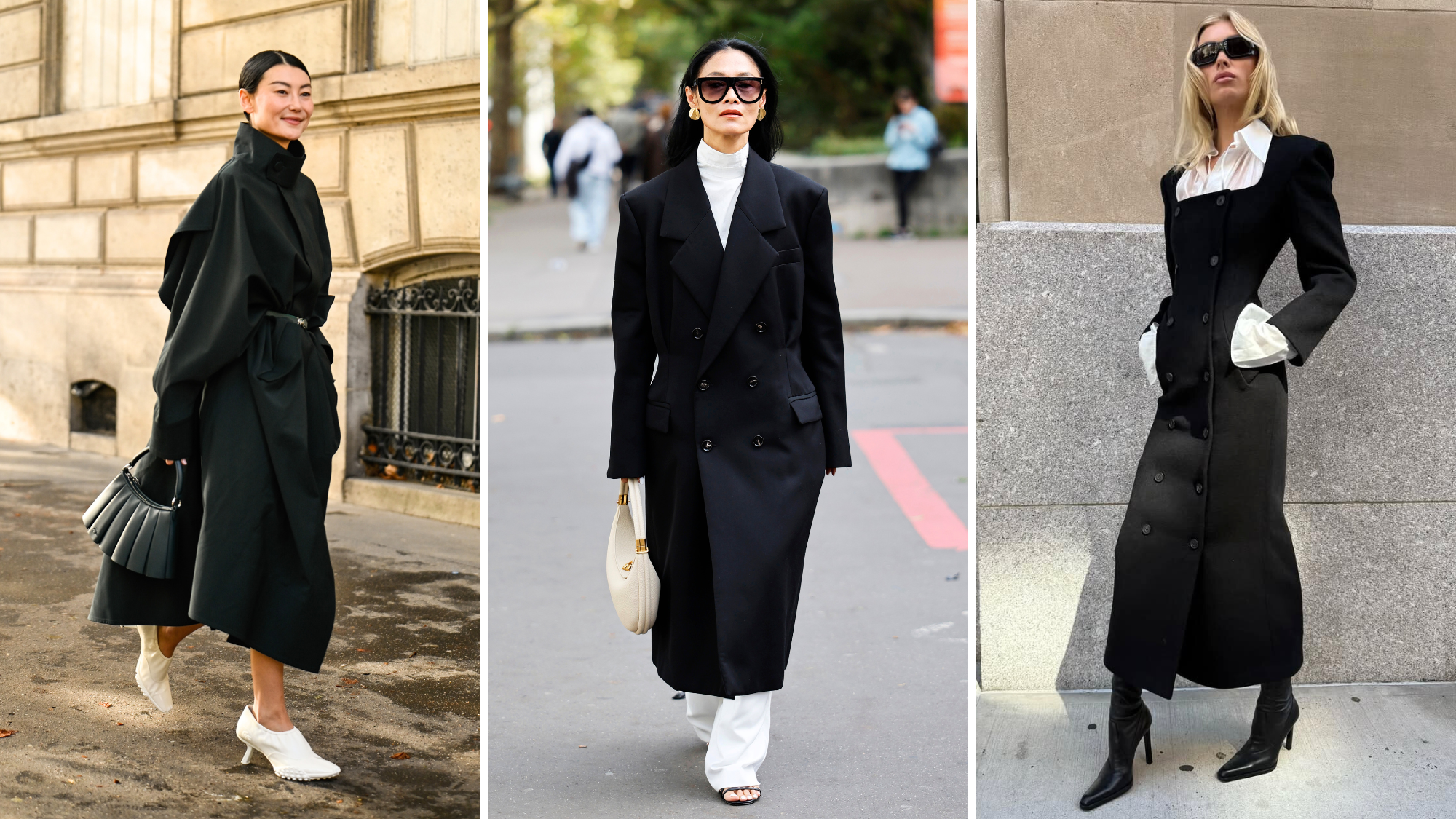 Women wearing black tailored coats