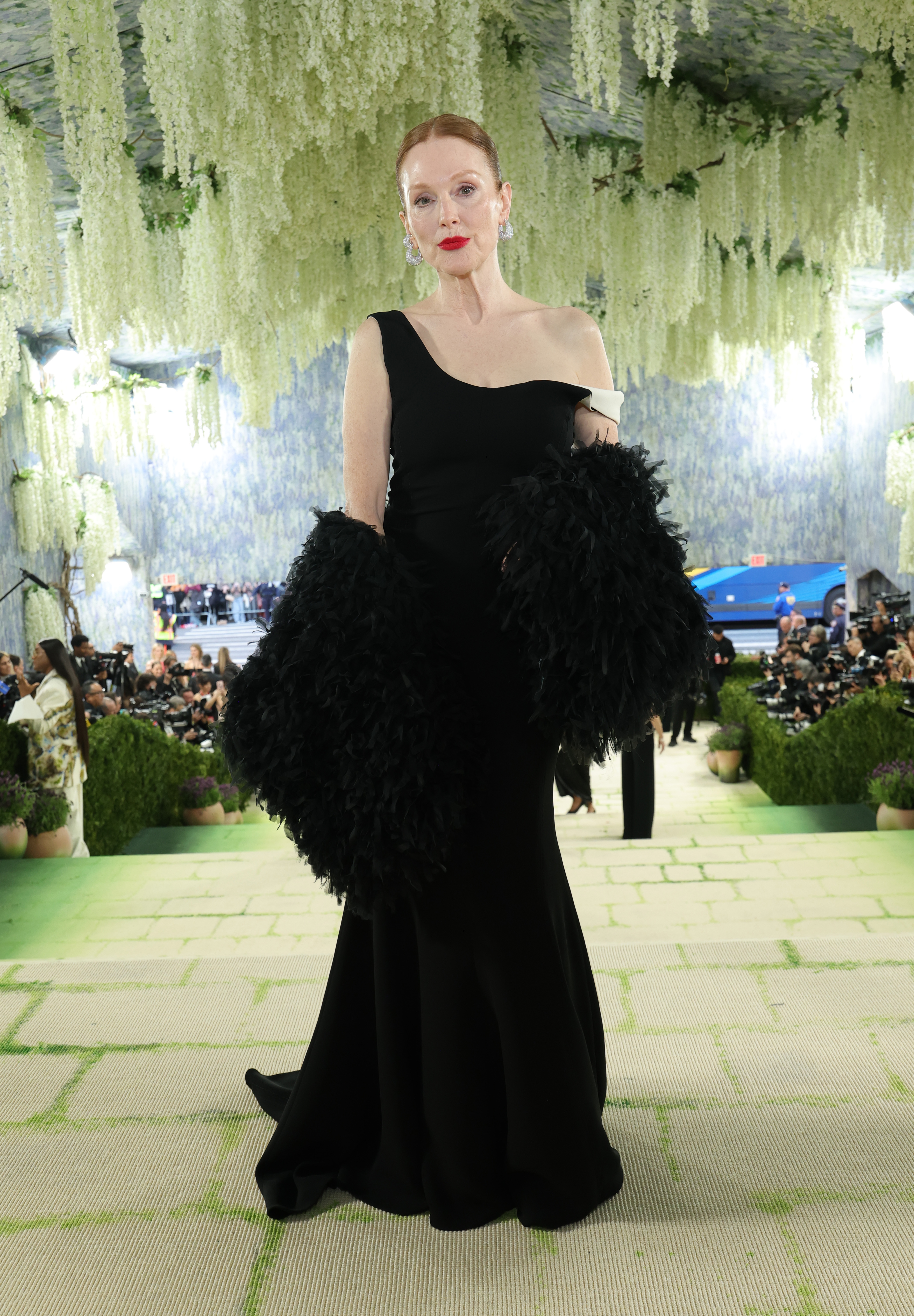 Julianne Moore wearing a black one strap dress at the Met Gale 2026