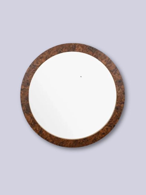 Burl Round Wall Mirror