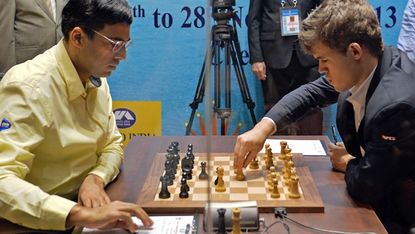 Indian player Vishy Anand and Norwegian player Magnus Carlsen 