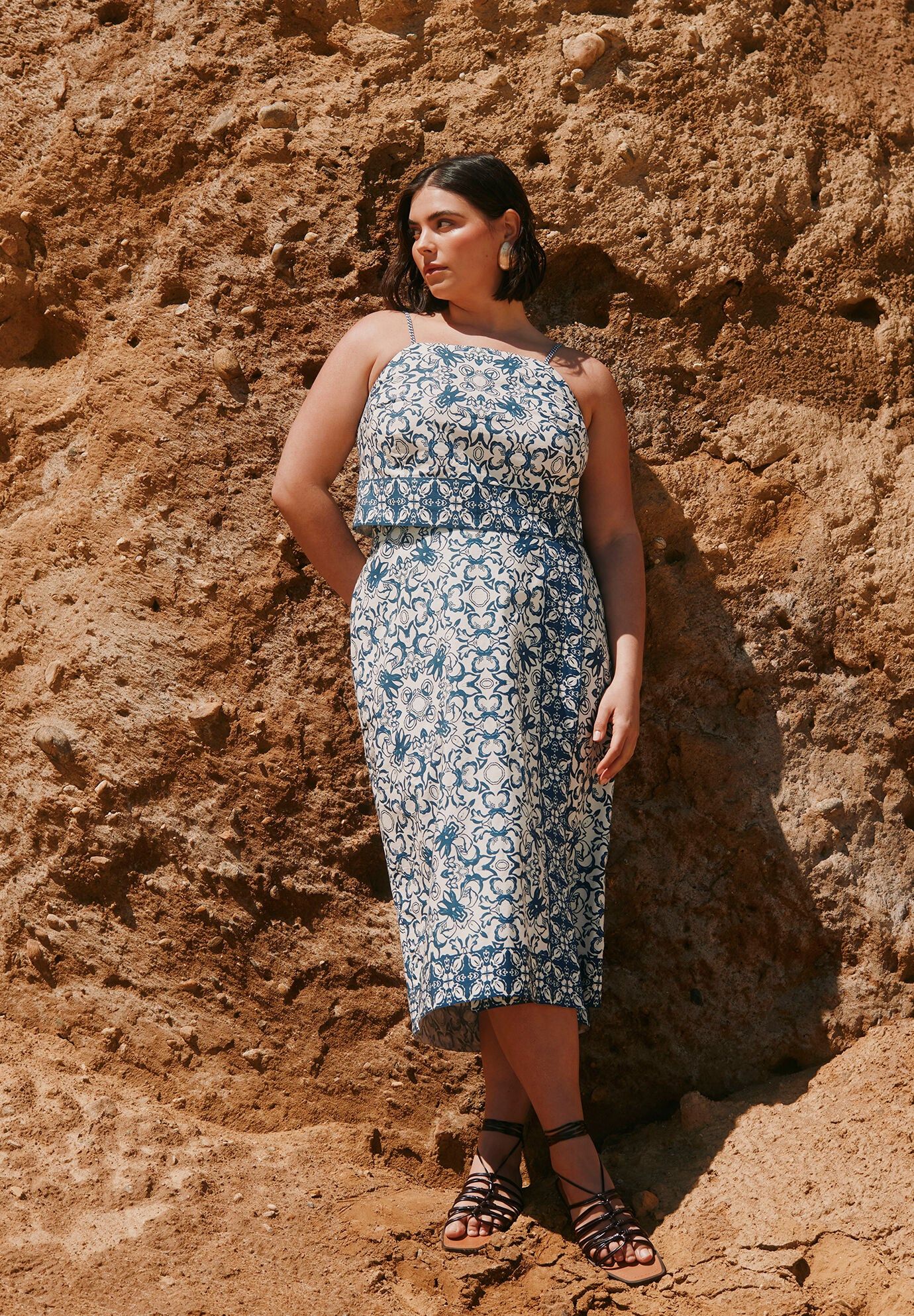 Border Print Midi Skirt