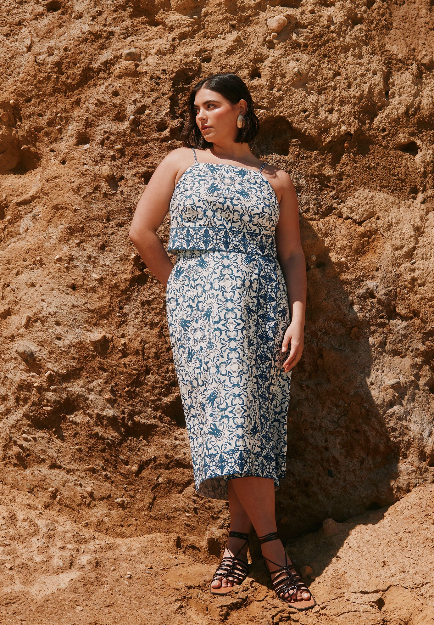 Border Print Midi Skirt