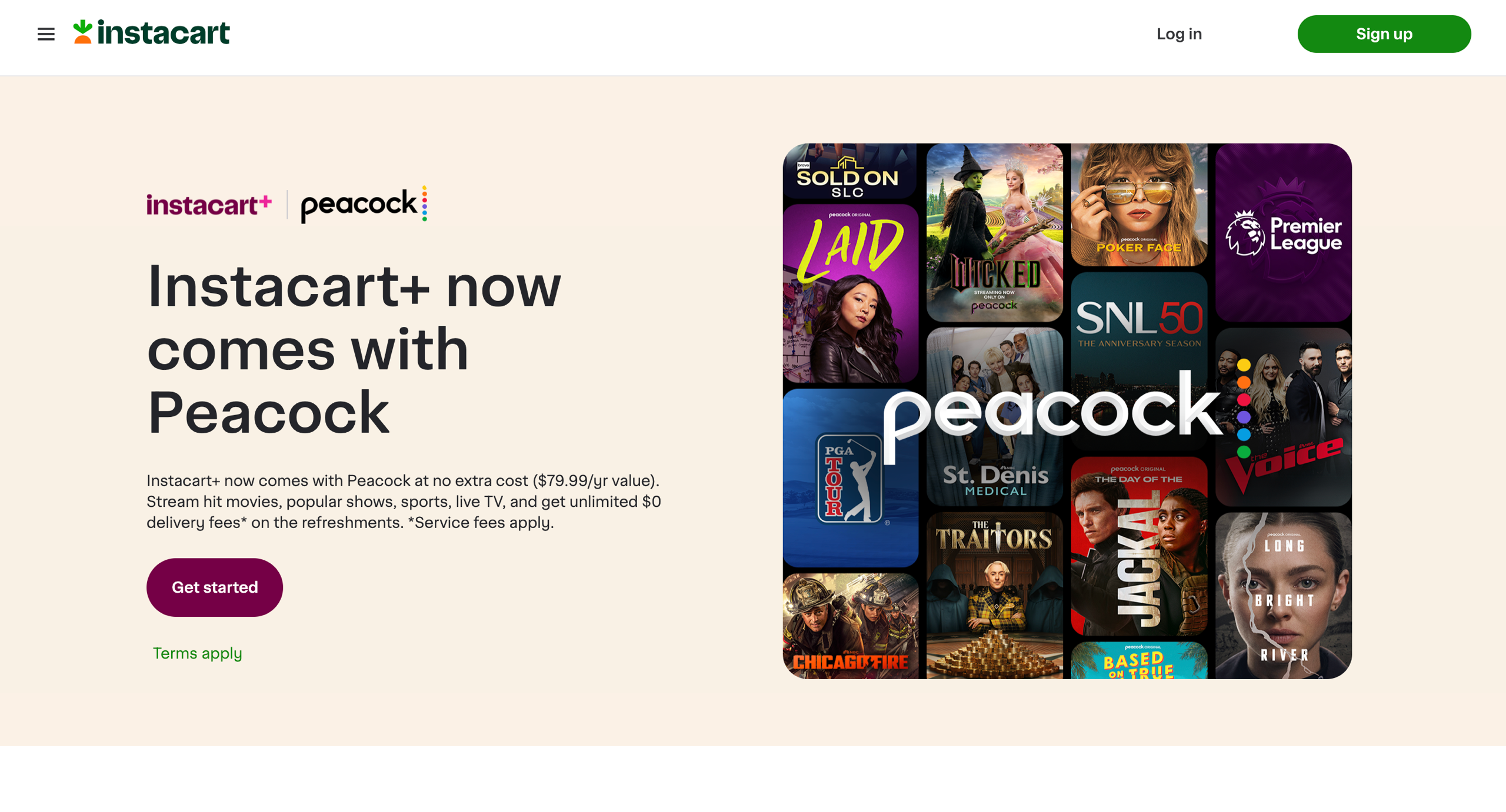 A screenshot of the Instacart site