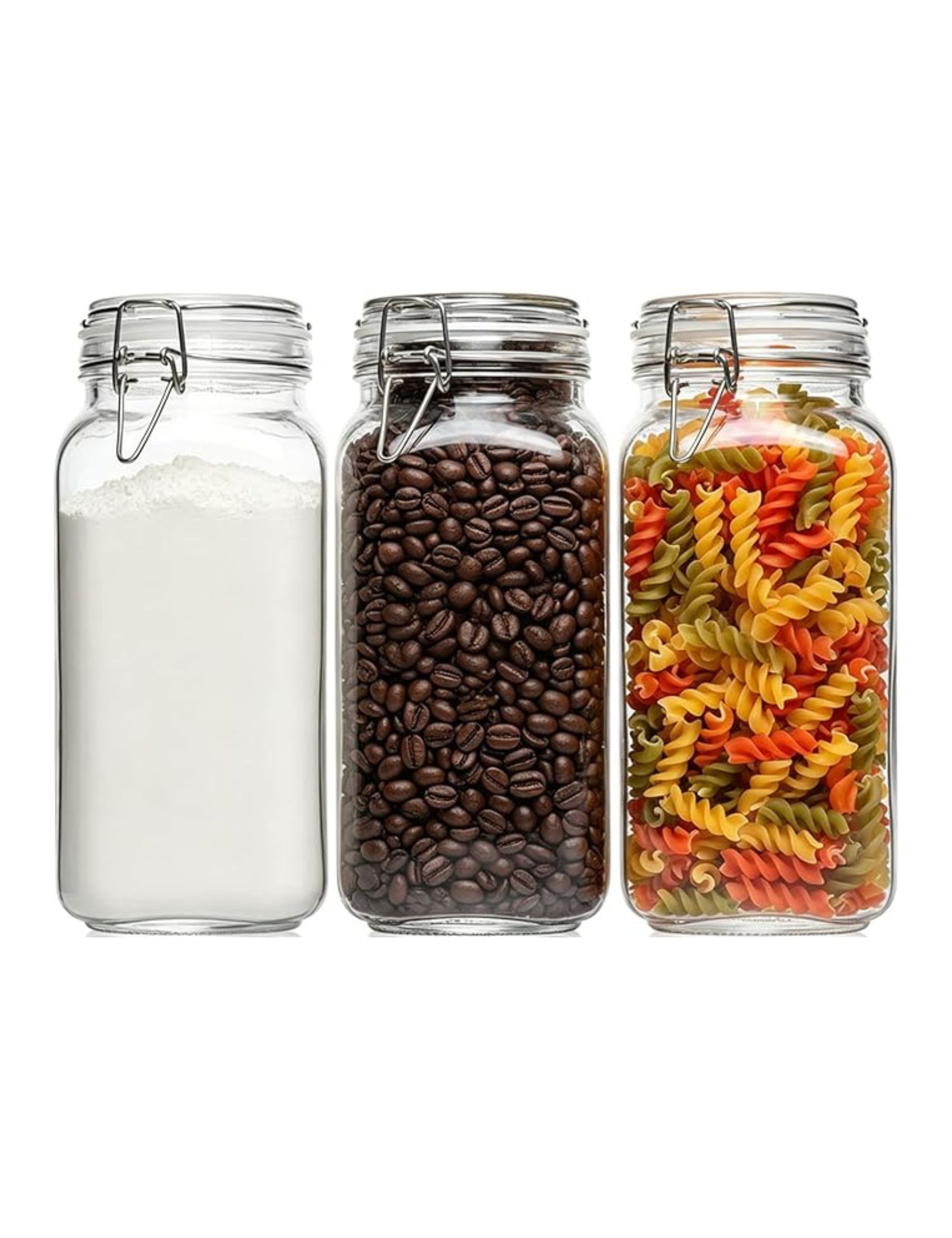 Amazon, Comsaf Large Square Airtight Glass Jars, Set of 3