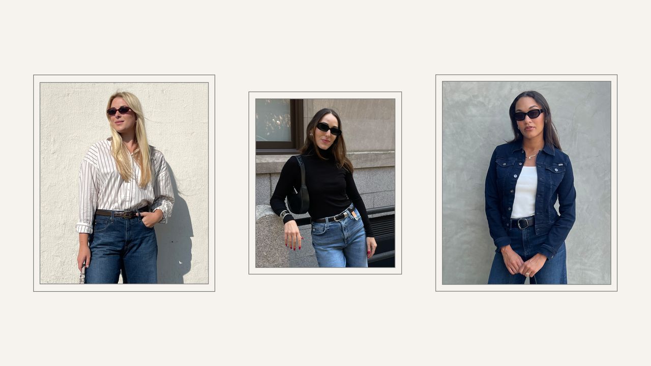 Collage of Editors Wearing Fall Denim Outfits 