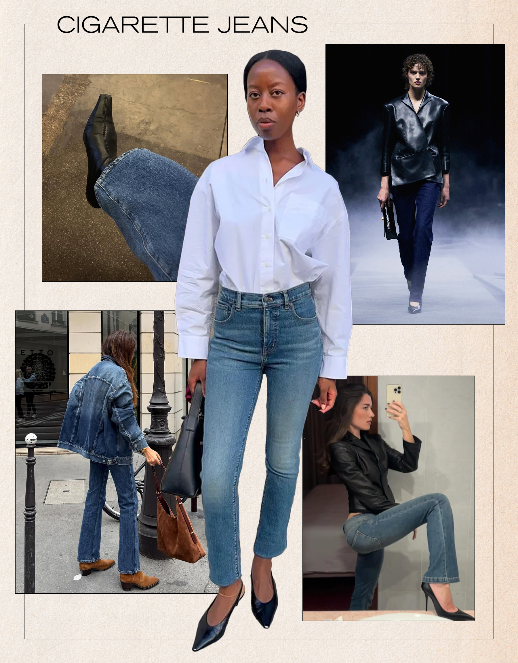 a collage of runway and influencer imagery featuring the biggest fashion trends of spring 2026