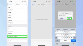 Setting up custom vibration pattern on iPhone 16