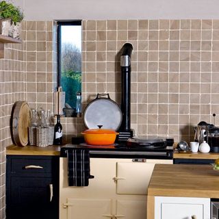 kitchen with wooden worktop